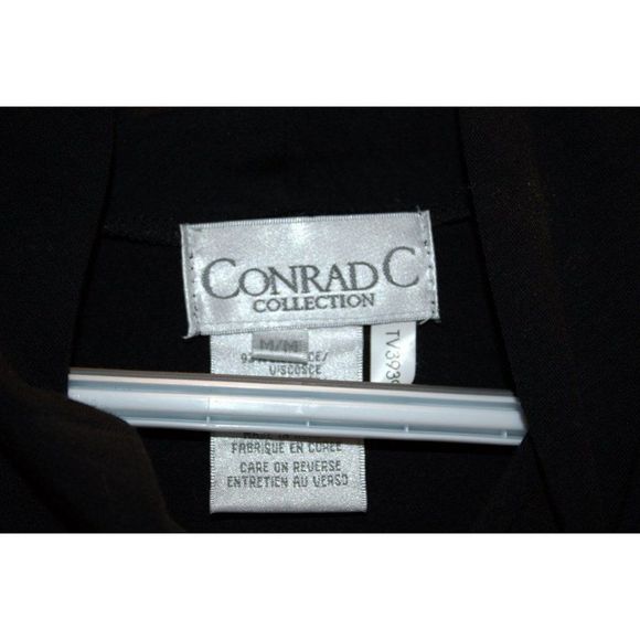 Conrad Collection Black Blouse with Gold Bow Accent Brooch size Medium - Picture 3 of 4